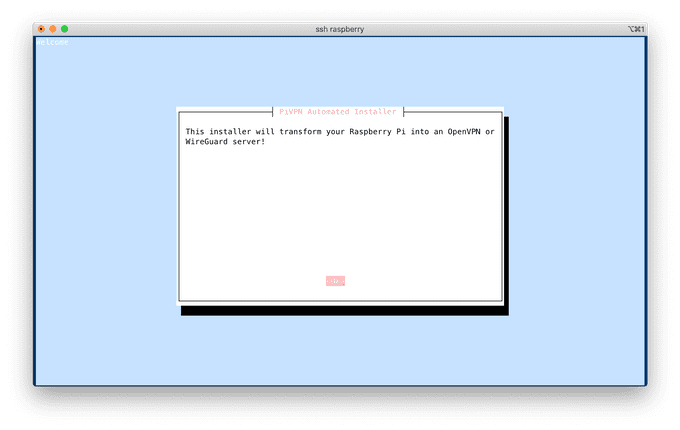 PiVPN Welcome Screen