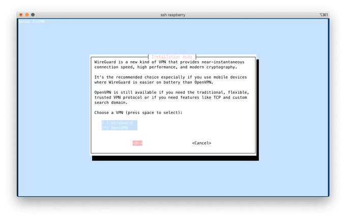 OpenVPN setup choice